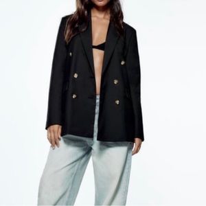Zara Double Breasted, gold-buttoned blazer- Size Medium, NWOT